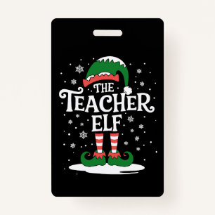 The Teacher Elf Christmas Family Matching Group Badge