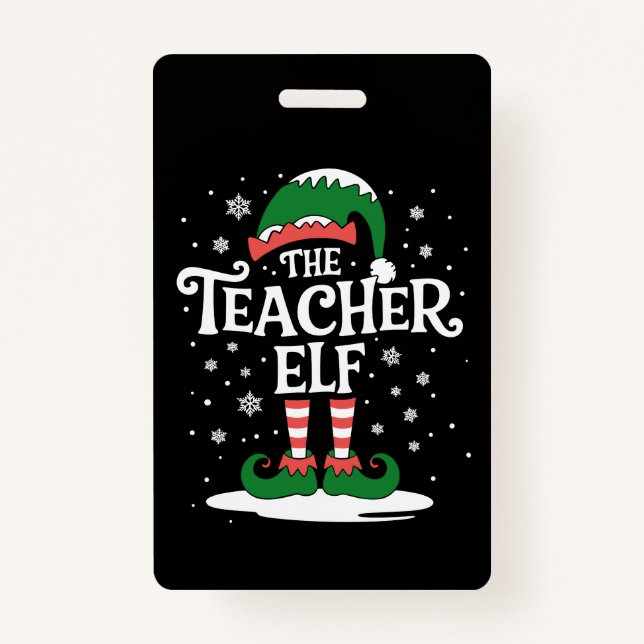 The Teacher Elf Christmas Family Matching Group Badge (Front)