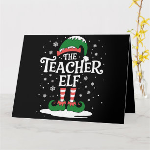 The Teacher Elf Christmas Family Matching Group Card