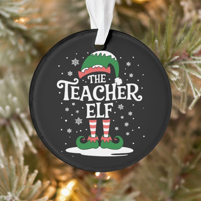 The Teacher Elf Christmas Family Matching Group Ornament (Tree)