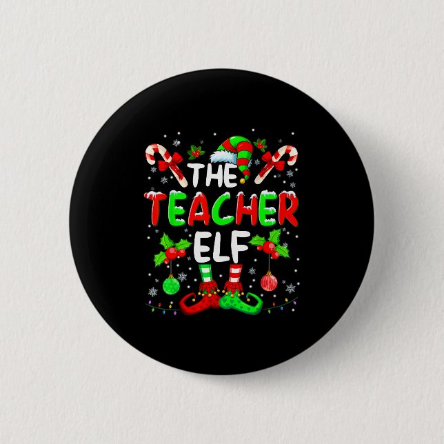 The Teacher Elf Costume Pajamas Pjs Christmas Xmas 2 Inch Round Button (Front)
