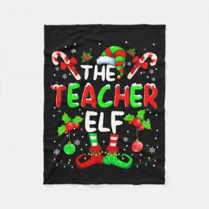 The Teacher Elf Costume Pajamas Pjs Christmas Xmas Fleece Blanket