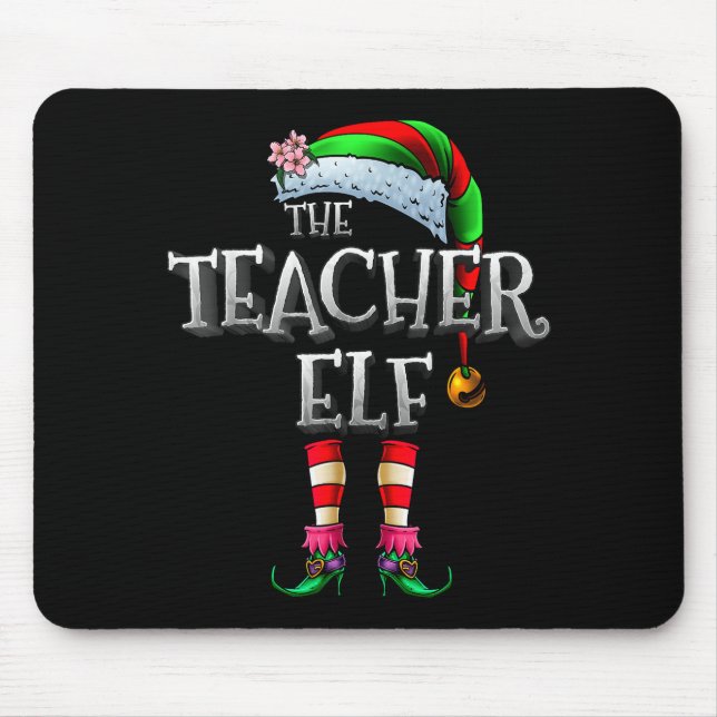 The Teacher Elf Shirt Matching Family Funny Christ Mouse Pad (Front)