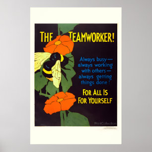 The Team Worker Bee - 1920s Mather Business Poster