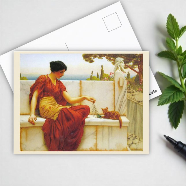 The tease by John William Godward Postcard (Creator Uploaded)