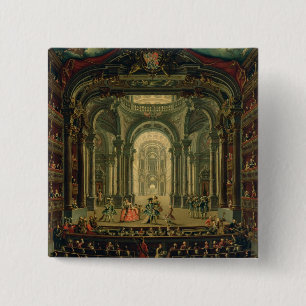 The Teatro Reale in Turin (oil on canvas) 2 Inch Square Button