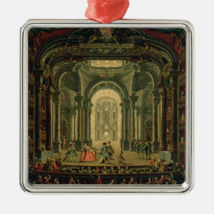 The Teatro Reale in Turin (oil on canvas) Metal Ornament