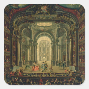 The Teatro Reale in Turin (oil on canvas) Square Sticker