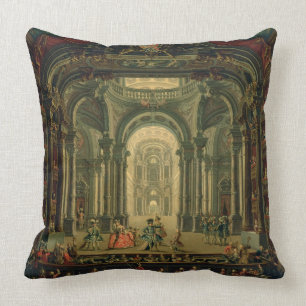 The Teatro Reale in Turin (oil on canvas) Throw Pillow