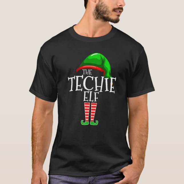 The Techie Elf  Family Matching Group Christmas T-Shirt (Front)