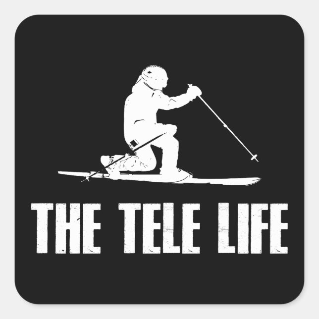 The Telemark Ski Life Square Sticker (Front)