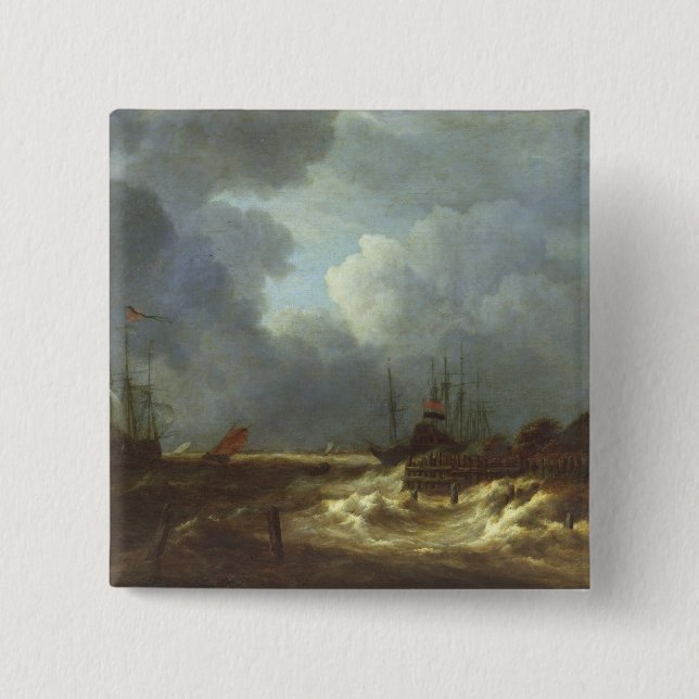 The Tempest 2 Inch Square Button (Front)