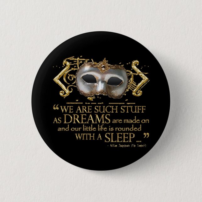 The Tempest Quote (Gold Version) 2 Inch Round Button (Front)