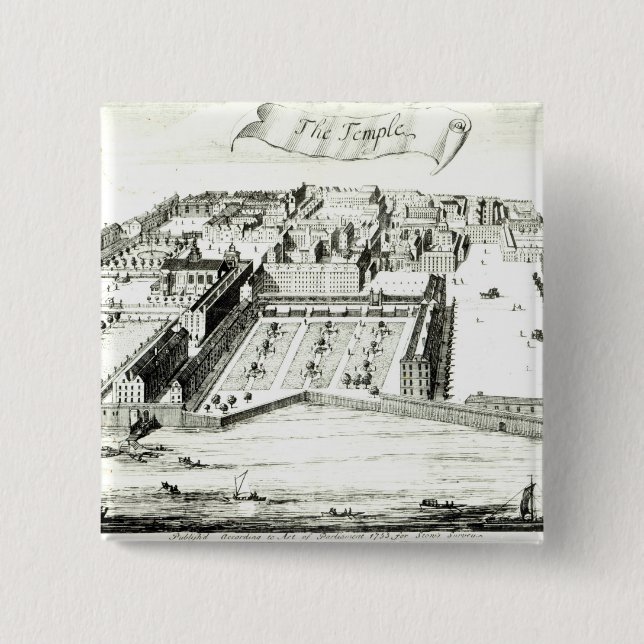 The Temple 2 Inch Square Button (Front)
