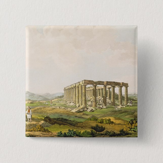 The Temple of Apollo Epicurius, plate 25 from Part 2 Inch Square Button (Front)