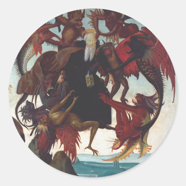 The Temptation of Saint Anthony by Michelangelo Classic Round Sticker (Front)