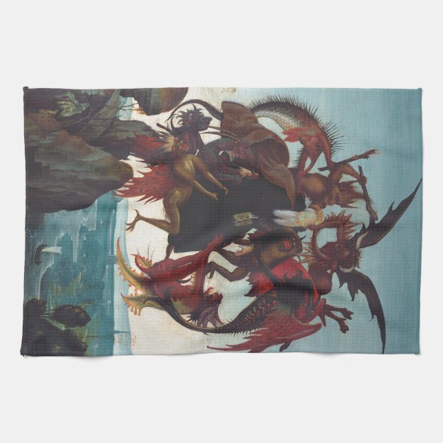 The Temptation of Saint Anthony by Michelangelo Kitchen Towel (Horizontal)