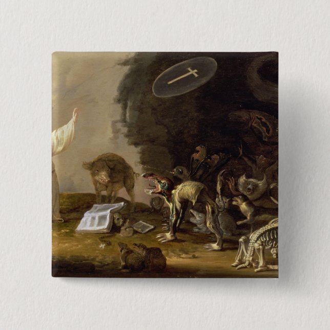 The Temptation of St. Anthony (panel) 2 Inch Square Button (Front)