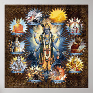 The Ten Avatars Of Vishnu - Custom Framed Print