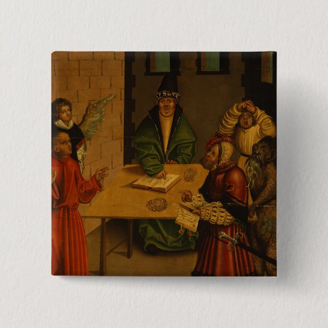 The Ten Commandments, 1516 2 Inch Square Button (Front)