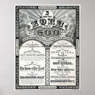 The Ten Commandments 1876 Vintage Poster Restored