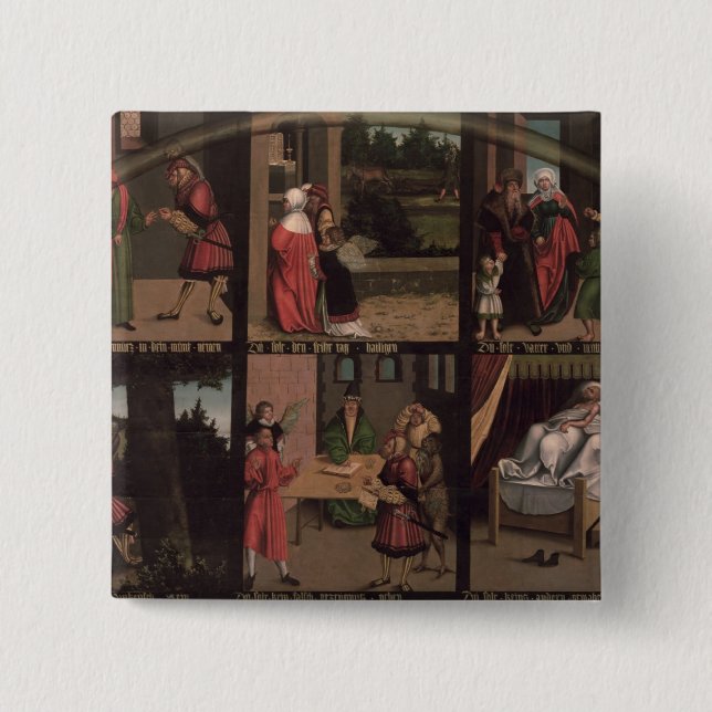 The Ten Commandments 2 Inch Square Button (Front)