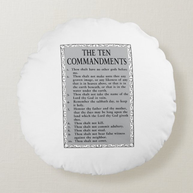 The Ten Commandments Bible Round Pillow (Front)
