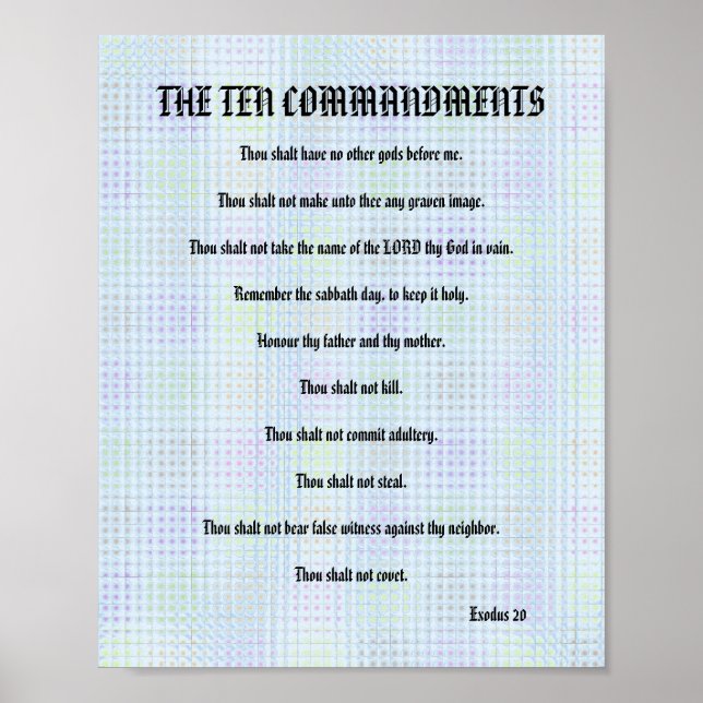 The Ten Commandments - Blue Grid Poster (Front)