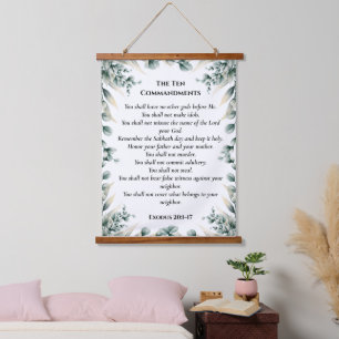 The Ten Commandments Elegant Eucalyptus Floral Hanging Tapestry