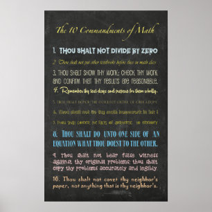 The Ten Commandments of Math Poster