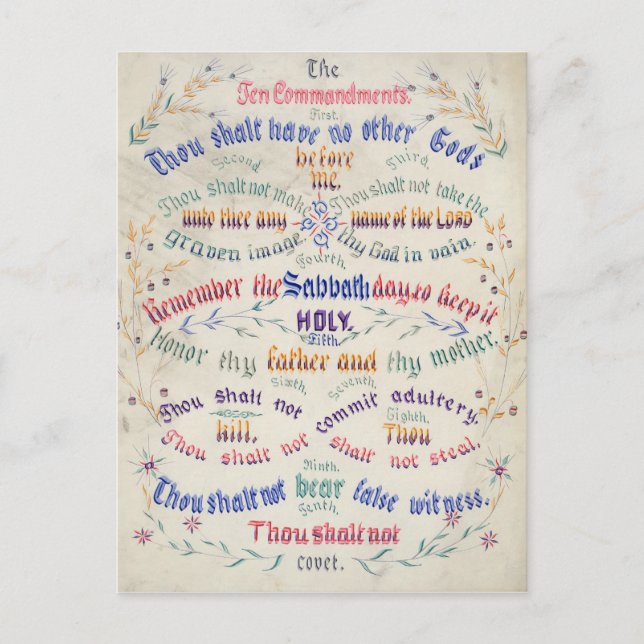 The Ten Commandments postcards (Front)