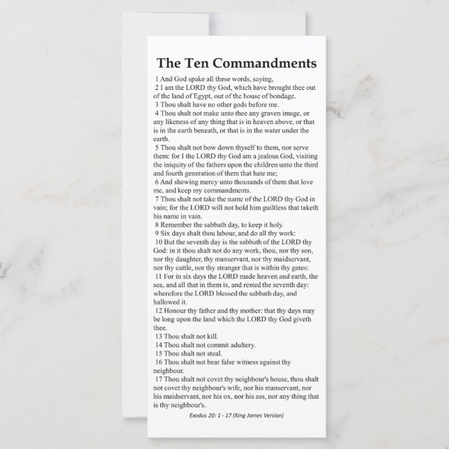 The Ten Commandments Prayer Card (Front)