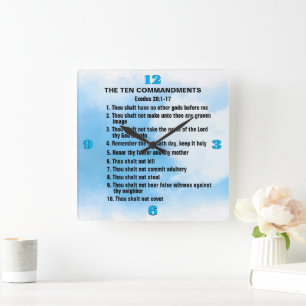 The Ten Commandments Square Wall Clock