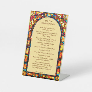 The Ten Commandments Tabletop Pedestal Sign