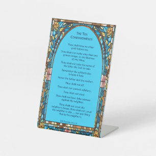 The Ten Commandments Tabletop Pedestal Sign