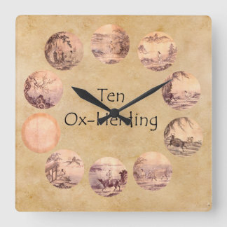 The Ten Oxherding Pictures Square Wall Clock