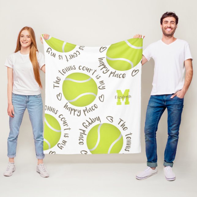The tennis court is my happy place girls sports fleece blanket (In Situ)