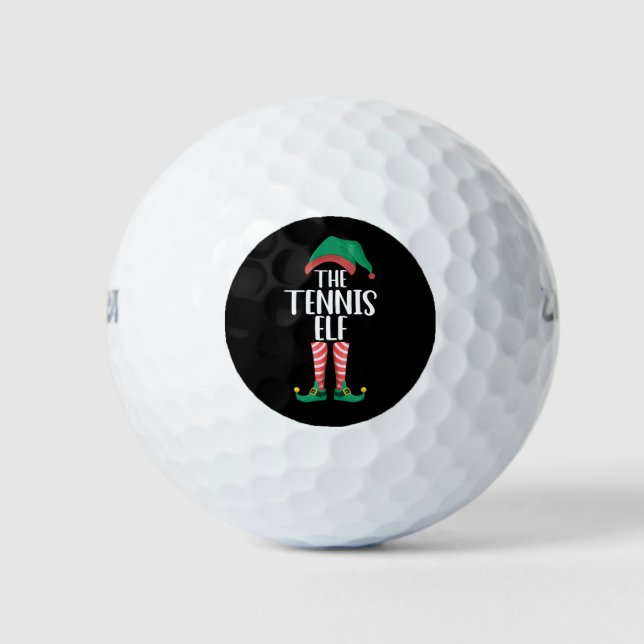 The Tennis Elf Matching Family Group Christmas Golf Balls (Front)