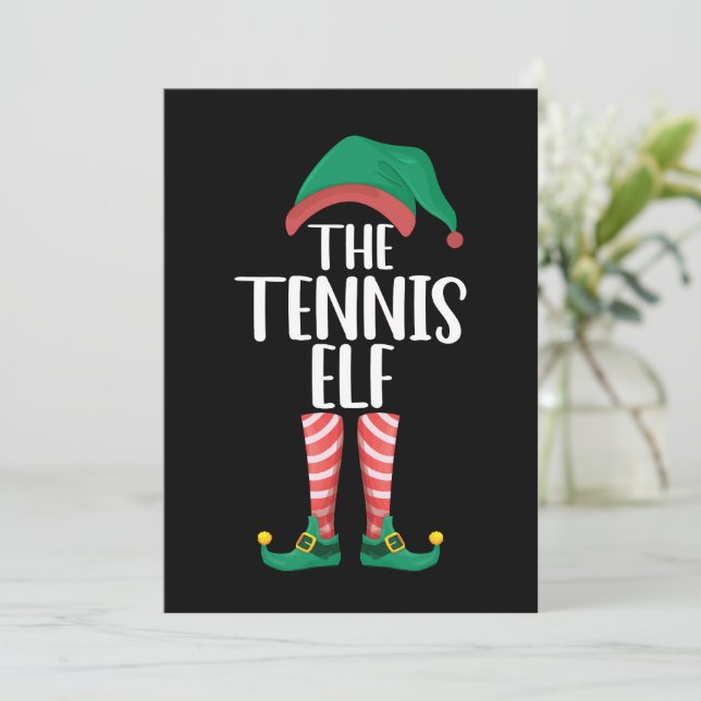 The Tennis Elf Matching Family Group Christmas Invitation (Standing Front)