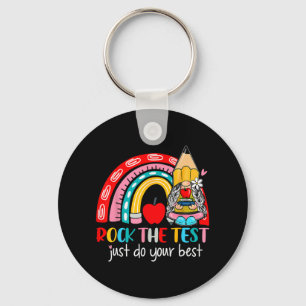 The Test Funny Teacher Testing Day Rainbow Gnomes Keychain