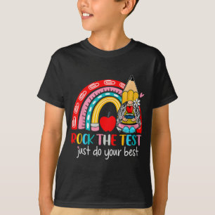 The Test Funny Teacher Testing Day Rainbow Gnomes  T-Shirt