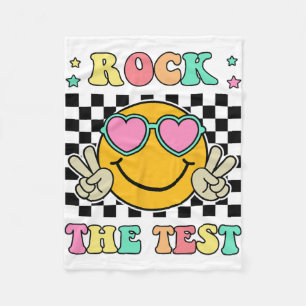 The Test Groovy Happy Testing Day For Teacher Stud Fleece Blanket