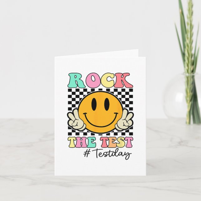 The Test Retro Smile Teacher Kids Testing Test Day Card (Front)