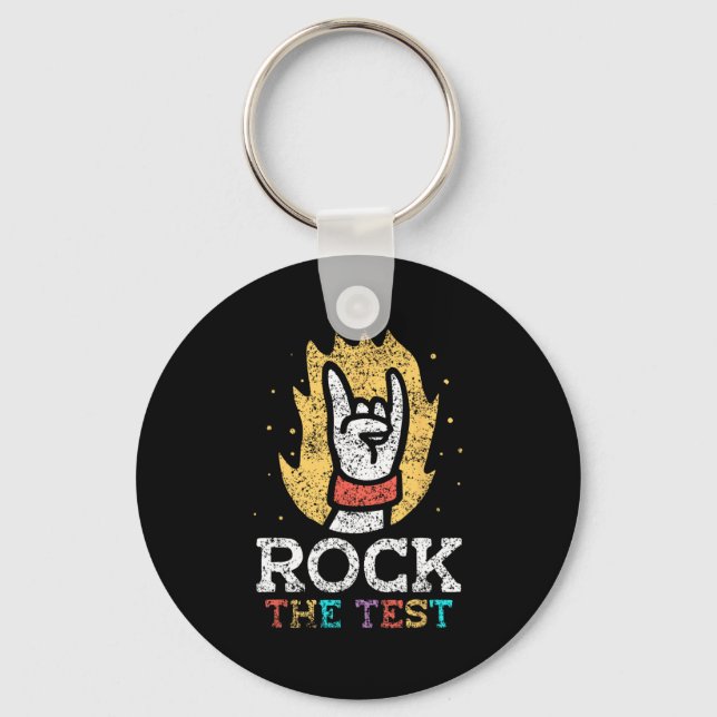 The Test Teacher Score Testing Exam Test Day  Keychain (Front)