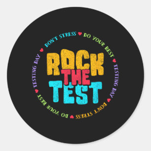 The Test Testing Day Retro Motivational Teacher St Classic Round Sticker
