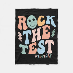 The Test Testing Day Retro Motivational Teacher St Fleece Blanket