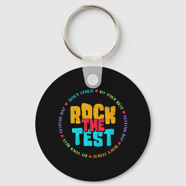The Test Testing Day Retro Motivational Teacher St Keychain (Front)