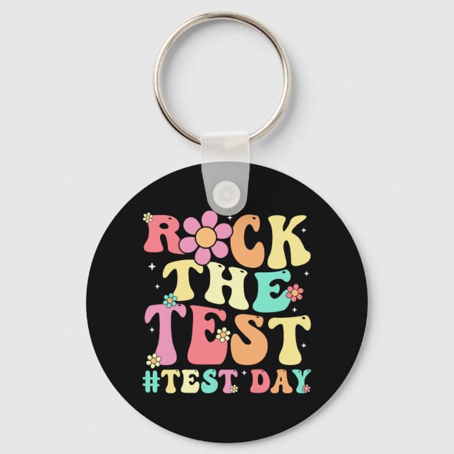 The Test Testing Day Retro Motivational Teacher St Keychain (Front)