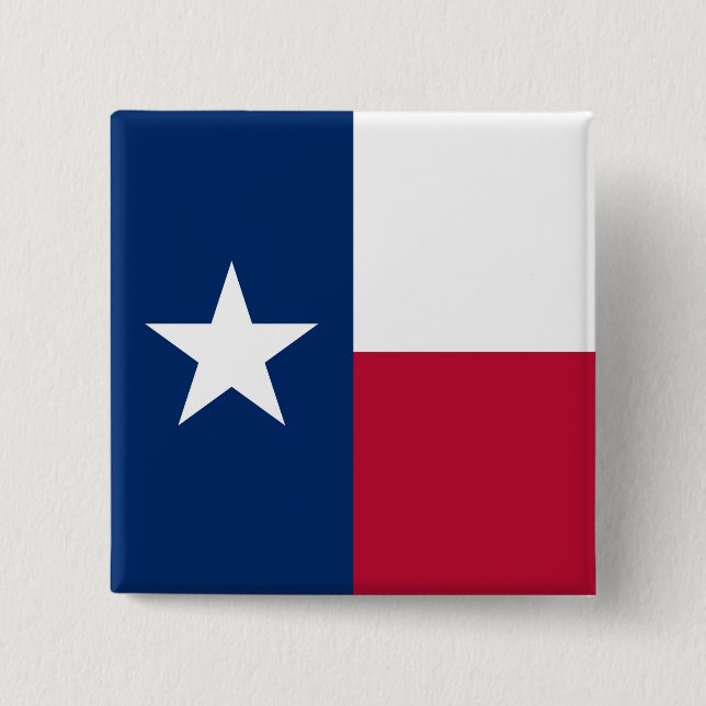 The Texan Lone Star State Flag of Texas 2 Inch Square Button (Front)