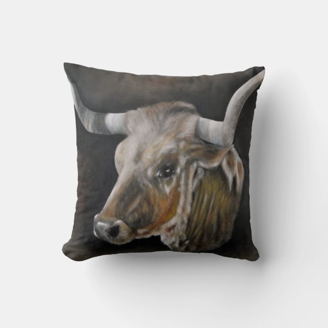 The Texas Longhorn Throw Pillow (Front)